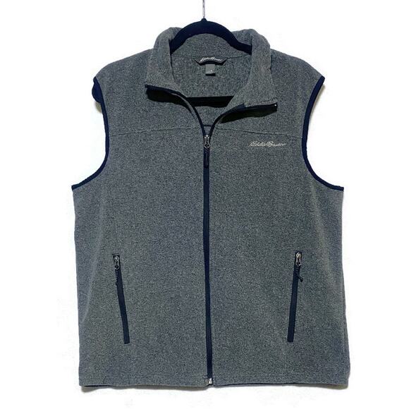 Eddie Bauer Zip Up Vest Men's Medium Gray With Pockets Polyester - Picture 1 of 7